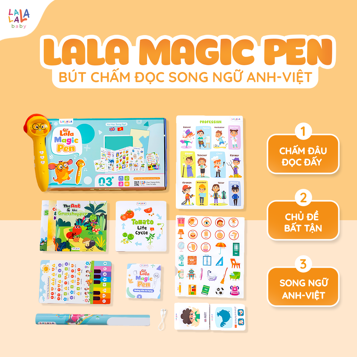 Bút chấm đọc song ngữ Lala Magic Pen - Ảnh 2