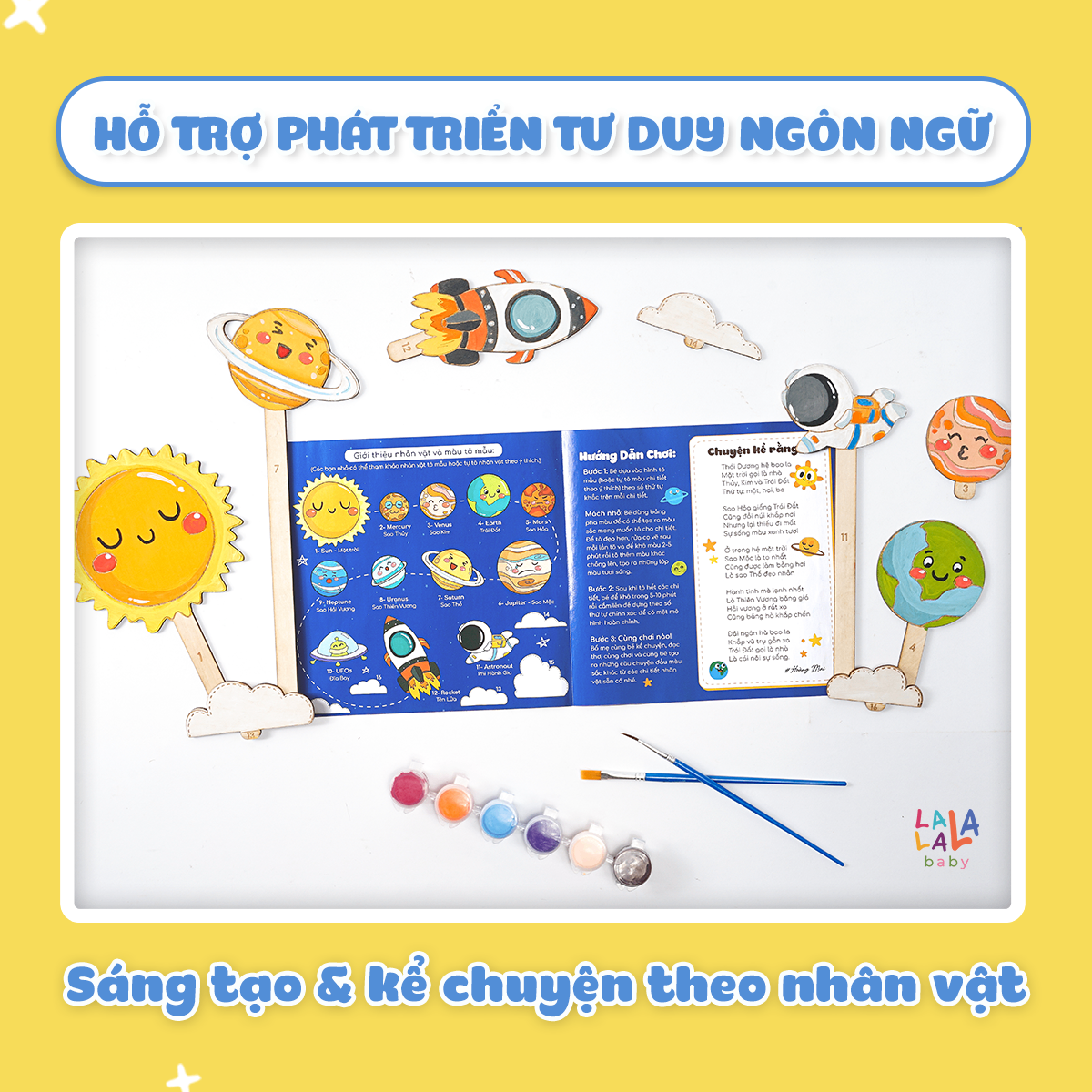 Tranh tô màu gỗ kèm bút màu Lalala baby Paint Play - Ảnh 11