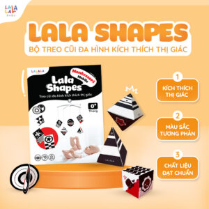 Đồ chơi treo nôi kích thích thị giác 5D Lala Shapes treo cũi đen trắng đỏ cho bé sơ sinh của Lalala baby