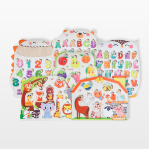 Bảng núm gỗ cho bé Song Ngữ Lalapuzzle lắp ghép gỗ chữ cái động vật hoa quả rau củ nhiều chủ đề Lalala baby