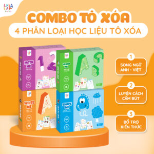 Sách tập viết cho bé tập tô vẽ thông minh xóa được Lalala baby 68 trang kèm bút và mút xóa